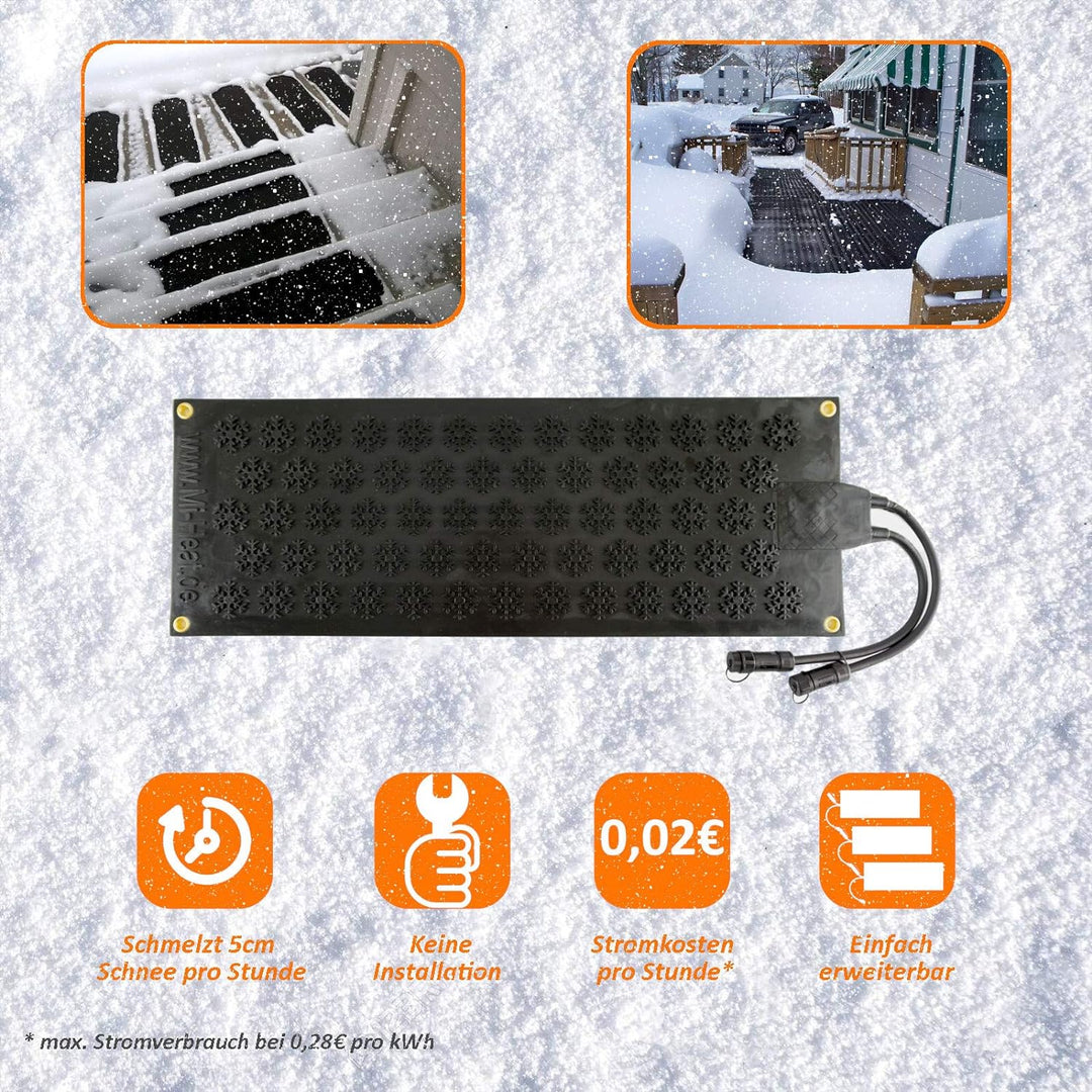 60x90cm Electric Rubber Heating Mat for Outdoor Entrance + cable Extender 3m 60x90cm Verlängerungska