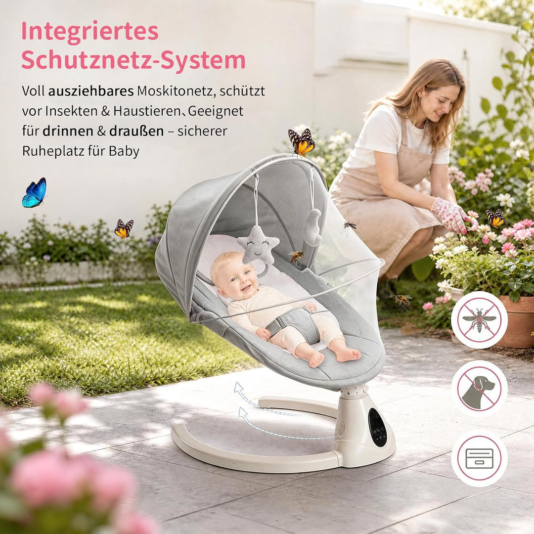 Elektrische Babywippe Schaukeln für Neugeborene, Baby Bouncer Newborn 0-6 Monate mit Weichem Stoff |