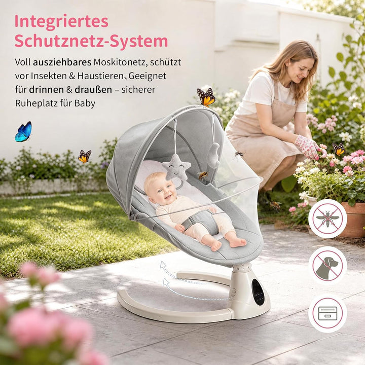 Elektrische Babywippe Schaukeln für Neugeborene, Baby Bouncer Newborn 0-6 Monate mit Weichem Stoff |