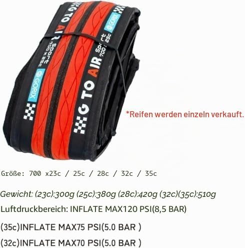 GORIX Rennradreifen 700×23C 25C 28C 32c 35c Fahrrad (Gtoair) 700×25c Black×Blue(1 Tire), 700×25c Bla