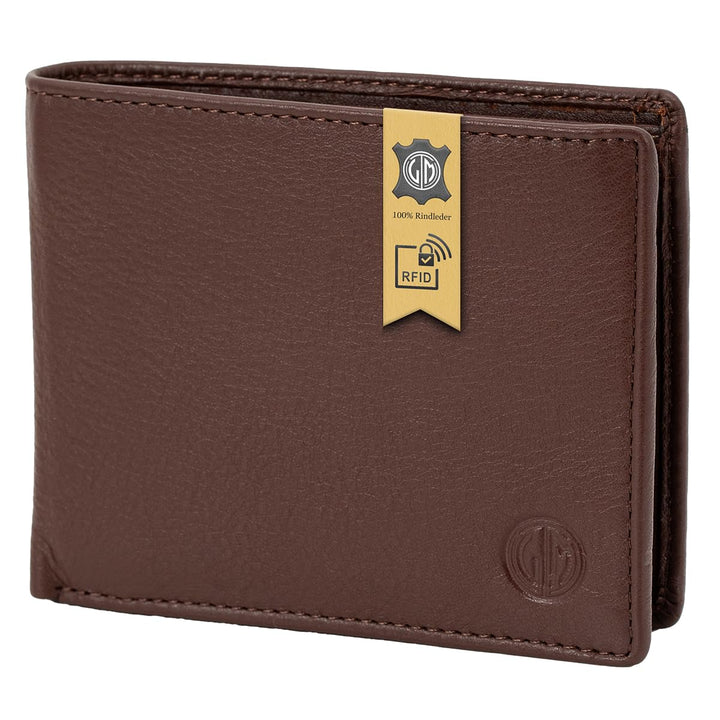 LINDENMANN Portemonnaie Herren Leder/Geldbeutel Herren, Rindleder, braun