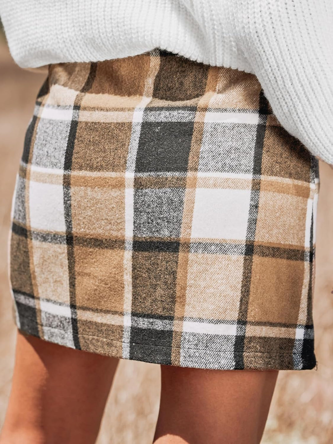 CUPSHE Damen Rock High Waist Karomuster Kurze Röcke Minirock Freizeitrock Elegant Mini Short Skirt L