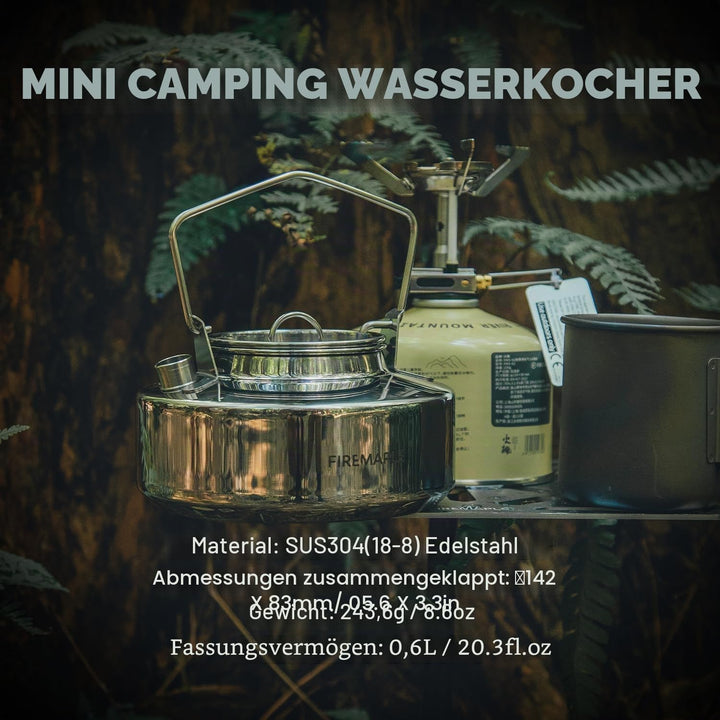 Fire-Maple Antarcti Tragbarer 0,6 Liter leichter Edelstahl-Camping-Wasserkocher, Langlebig und Tragb