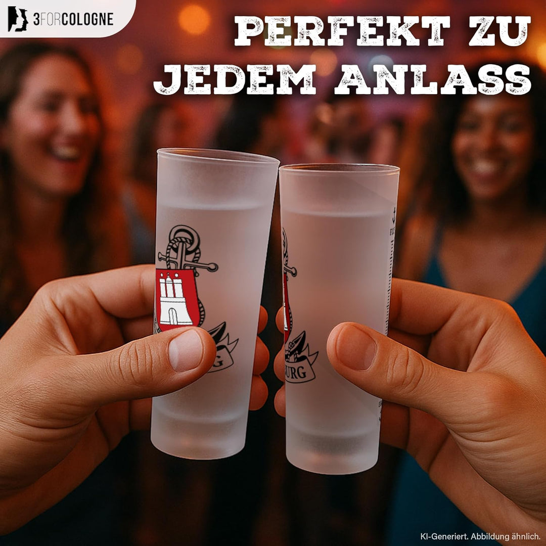 3forCologne Schnapsgläser 6,5cl | 6er Set | Hamburg Anker | Pinnchen, Shotgläser, Tequila, Vodka, Ob