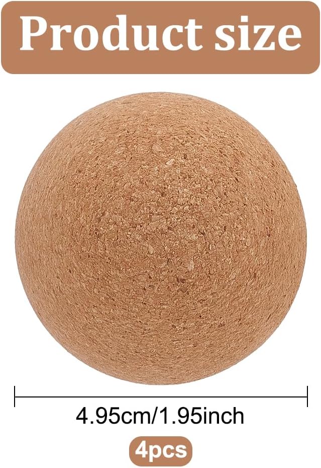 BENECREAT 4 Stück Weinkorken-Kugel Aus Holz, Kork-Kugelverschluss 5cm Wiederverwendbarer Kugelversch