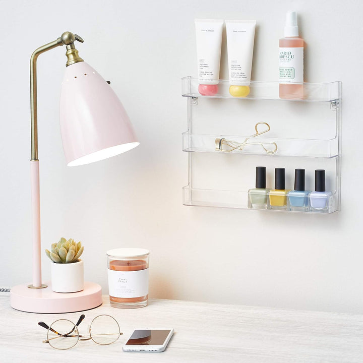 iDesign Clarity Nagellack-Wandregal, mit 3 Ablagen für Badezimmer, Schminkschrank, Schlafzimmer, tra