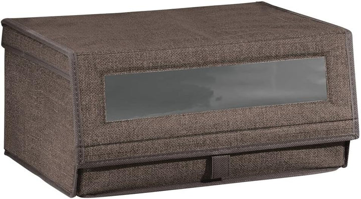 mDesign 4er-Set Schuhaufbewahrung aus Stoff – stapelbare Schuhbox mit Sichtfenster, Klettverschluss