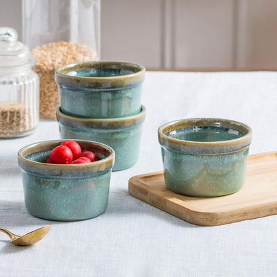 4er Set Soufflé Förmchen, Creme Brulee Schälchen, Pastetenform, Kleine Auflaufformen, Mini Auflauffo