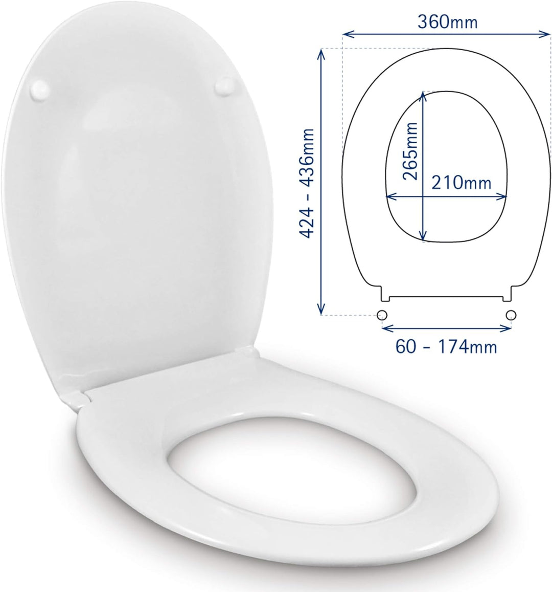 ESTOLI WC-SITZ | UNIVERSAL O FORM | KOMPATIBLER TOILETTENSITZ | EINSTELLBARER SCHARNIER | EASY-CLEAN