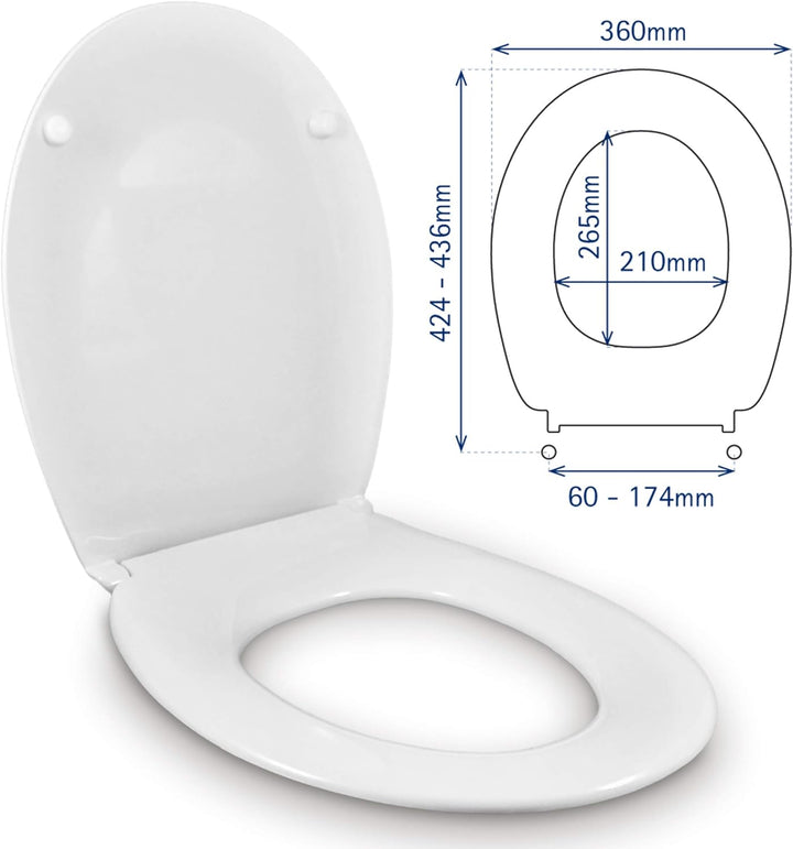 ESTOLI WC-SITZ | UNIVERSAL O FORM | KOMPATIBLER TOILETTENSITZ | EINSTELLBARER SCHARNIER | EASY-CLEAN