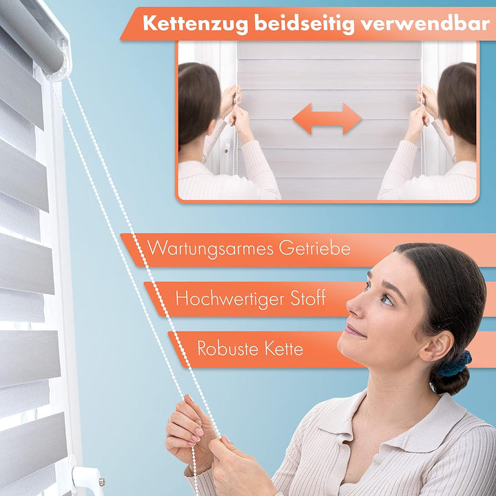 Doppelrollo mit Muster Mäander Deko Griechischer Schlüssel Ornament Motiv Klemm Duo Rollos für Fenst