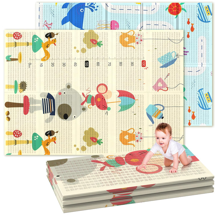 Soontrans Krabbelmatte Baby, Spielmatte Baby Faltbar, 180x120x1cm, Play Mat for Babies Doppelseitige