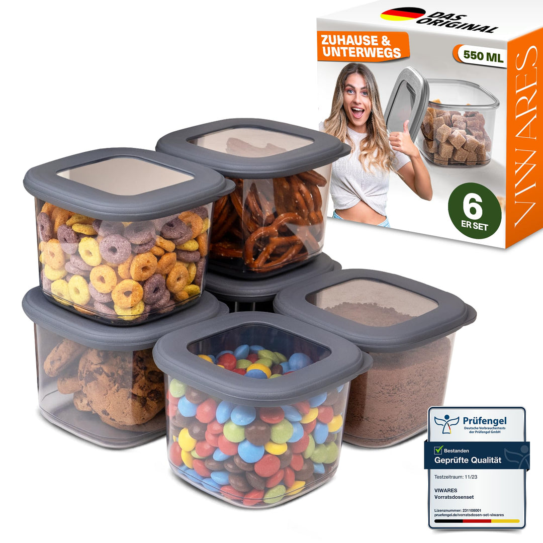 Vorratsdosen mit Deckel Luftdicht, 6er Vorratsbehälter Set BPA-Frei, Vorratsdose zur Müsli Mehl Aufb