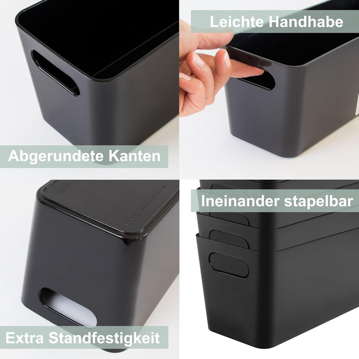 3 x Ordnungsbox - 15 cm hoch - anthrazit - 26 x 35 cm - DINA4-Format - - Ordnungskorb - Regalorganiz