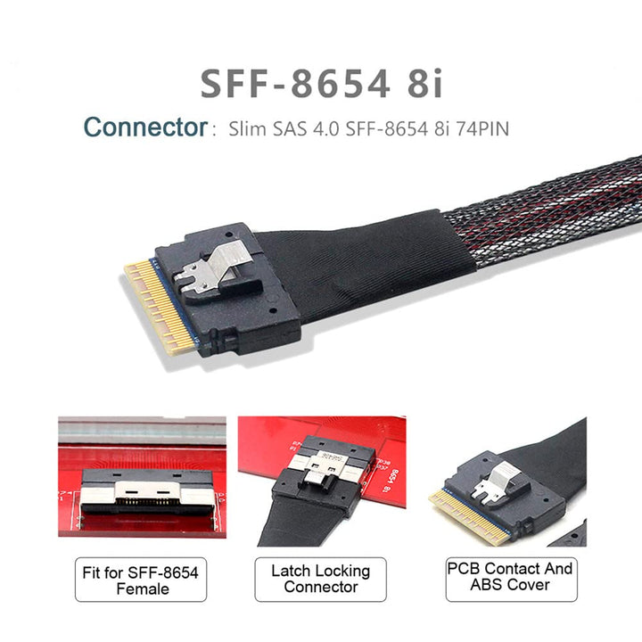 xiwai PCI-E Slimline SAS 4.0 SFF-8654 8i 74pin Host auf SFF-8654 74pin Slim SAS Target Kabel 50cm SF