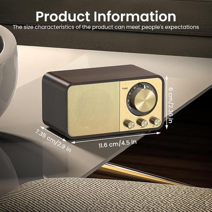 Retro Radio mit Bluetooth, Nostalgie Radio Klein, Bluetooth Radio Retro, 5 Watt Lautsprecher, Vintag
