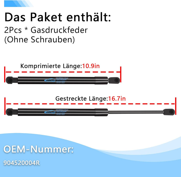 2Pcs Heckklappendämpfer für Duster 2010-2020 Kofferraum Dämpfer Gasdruckdämpfer Gasfeder Heckklappe