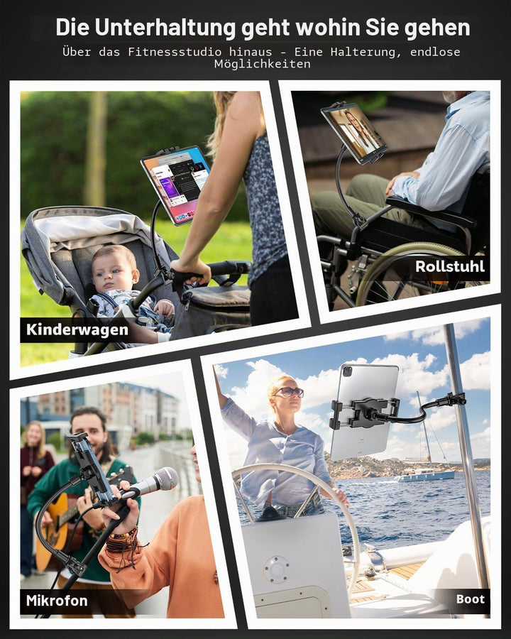 Oilcan Crosstrainer Tablet Halterung, Hometrainer Fahrradhalterung Tablet mit Verstellbare Lang Schw