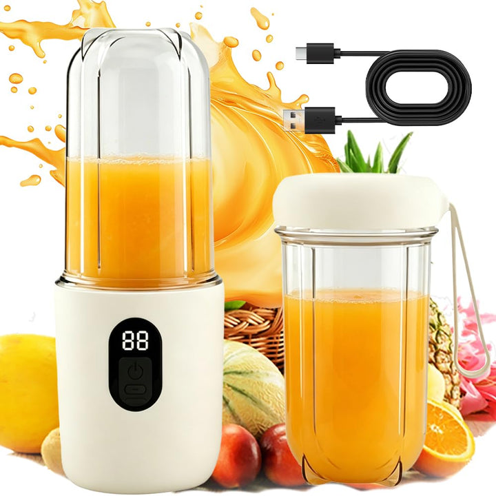 Tragbarer Mixer, 500ML Mixer Smoothie Maker to Go mit Ersatzbecher, USB Wiederaufladbar Portable Ble