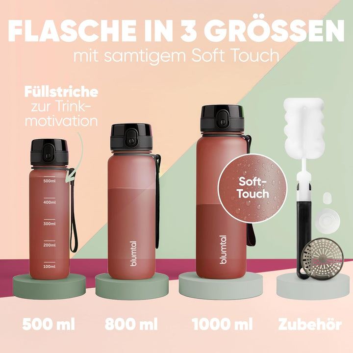 Blumtal Premium Trinkflasche 1l - bruchsichere & auslaufsichere Trinkflasche Sport & Outdoor - Sport