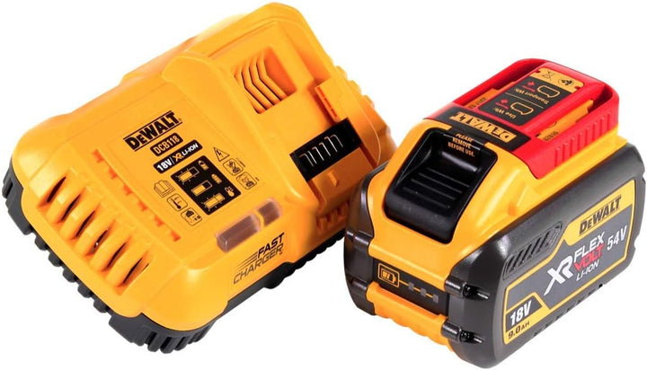 Dewalt DCB547 XR Flexvolt-Akku (18 V / 54 V, 9,0 Ah) + DCB118 Schnellladegerät, Gelb