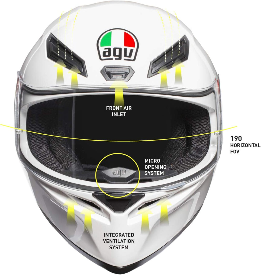 AGV K1 ECE 22-05 Solid Motorrad Integralhelm ECE 22-05 Sport, Weiss, L Weiss L, Weiss L