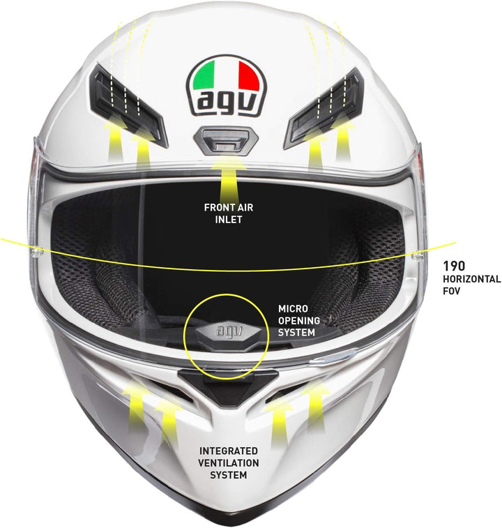 AGV K1 ECE 22-05 Solid Motorrad Integralhelm ECE 22-05 Sport, Weiss, L Weiss L, Weiss L