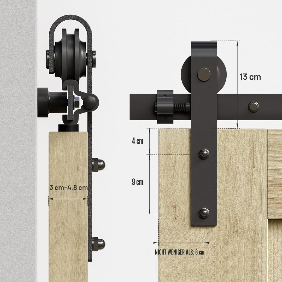 CCJH 304cm (10FT) Schiebetür Set schiene laufschienen mit Bodenführung Holz schiebetürbeschlag, Nach