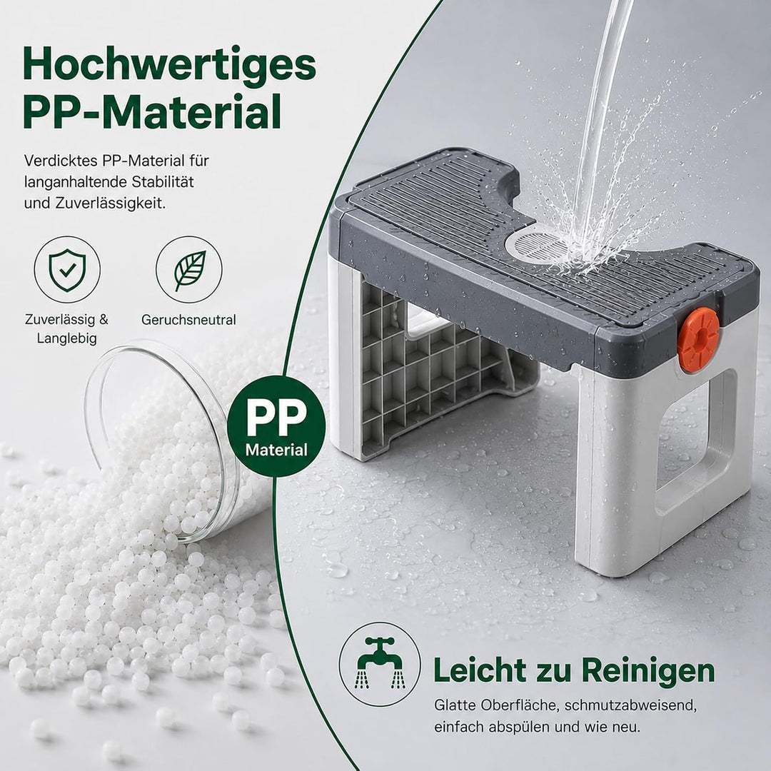 Faltbarer Toilettenhocker mit Sicherheitsfixierung, rutschfest &amp; faltbar