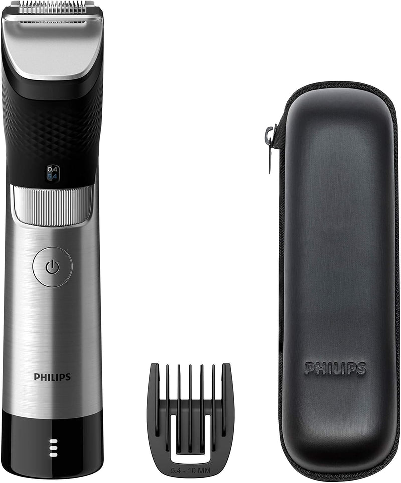 Philips Barttrimmer Series 9000 mit SteelPrecision-Technologie inkl. Bartkammaufsatz und Reiseettui