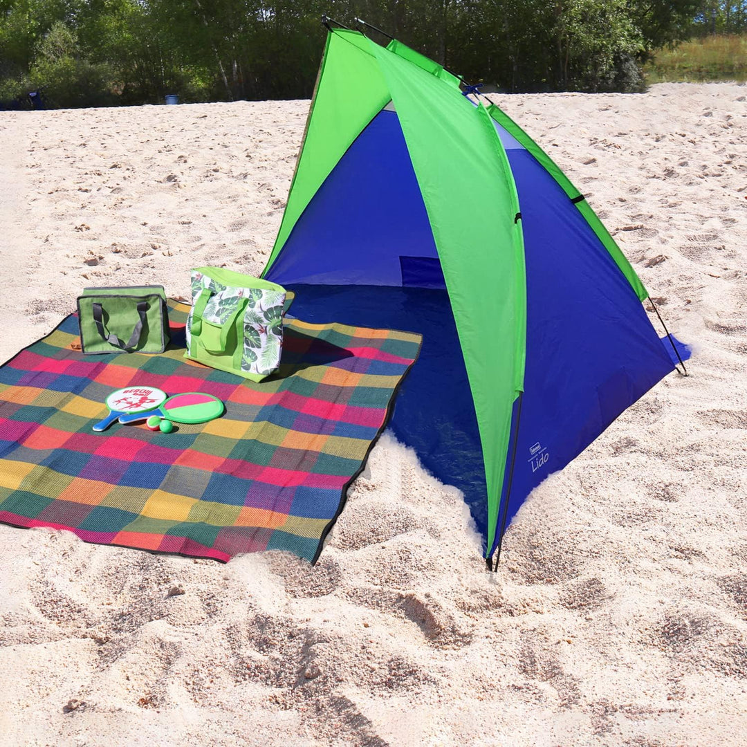 Idena 40321 - Strandmuschel Lido mit UV Schutz 40+, ca. 2,7 x 1,2 x 1,2 m, leicht und kompakt für de