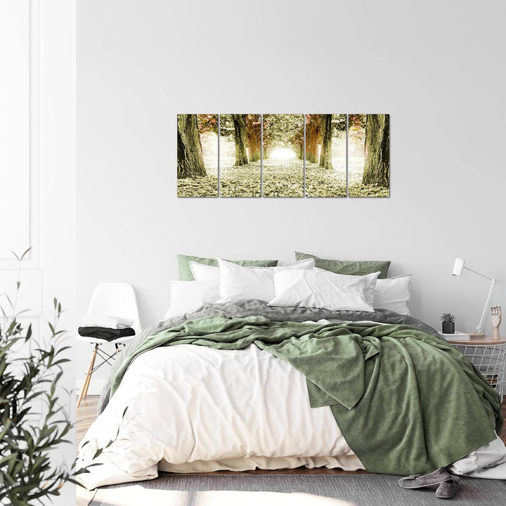 Runa Art Bild Wald Landschaft Wandbilder auf Vlies Leinwand 5 Teilig Wanddekoration Schlafzimmer Woh