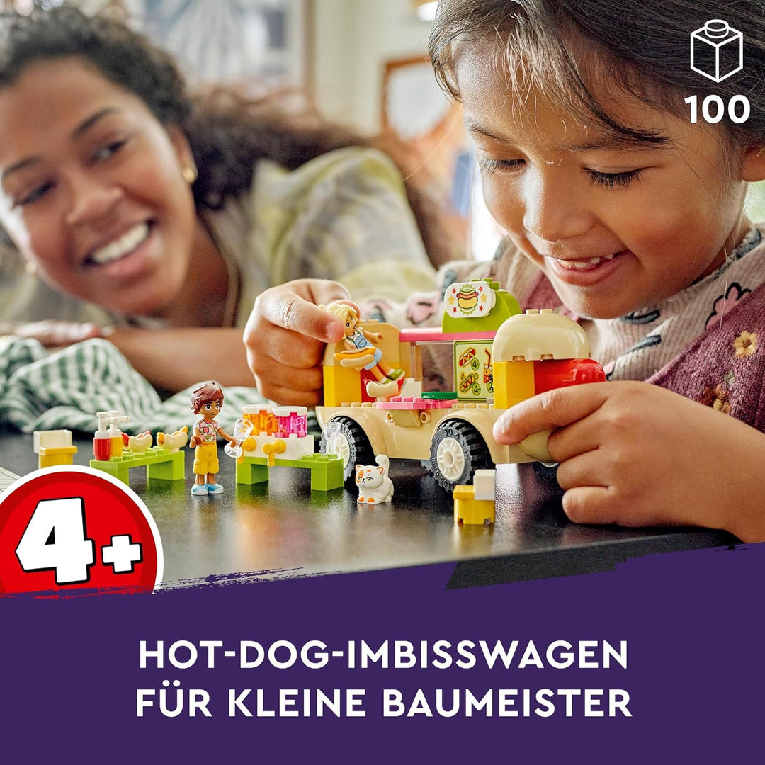 LEGO Friends Hotdog-Truck, Mobiles Restaurant-Spielzeug für Kinder ab 4 Jahre, Set mit Auto, Figuren