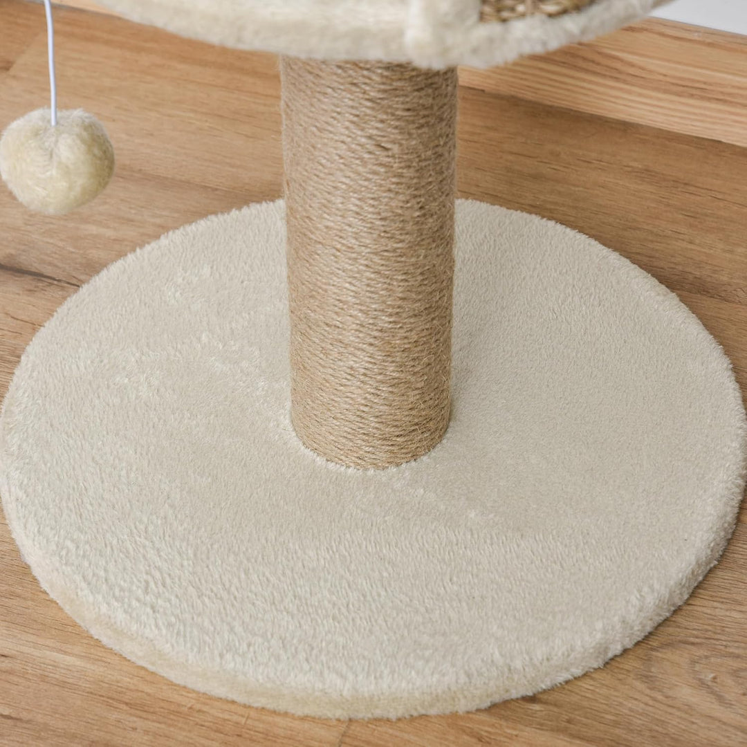 PawHut Kratzbaum 49 cm Kleiner Katzenturm mit Spielball, Sisalstämme, Plattform, Katzenkratzbaum, Kl