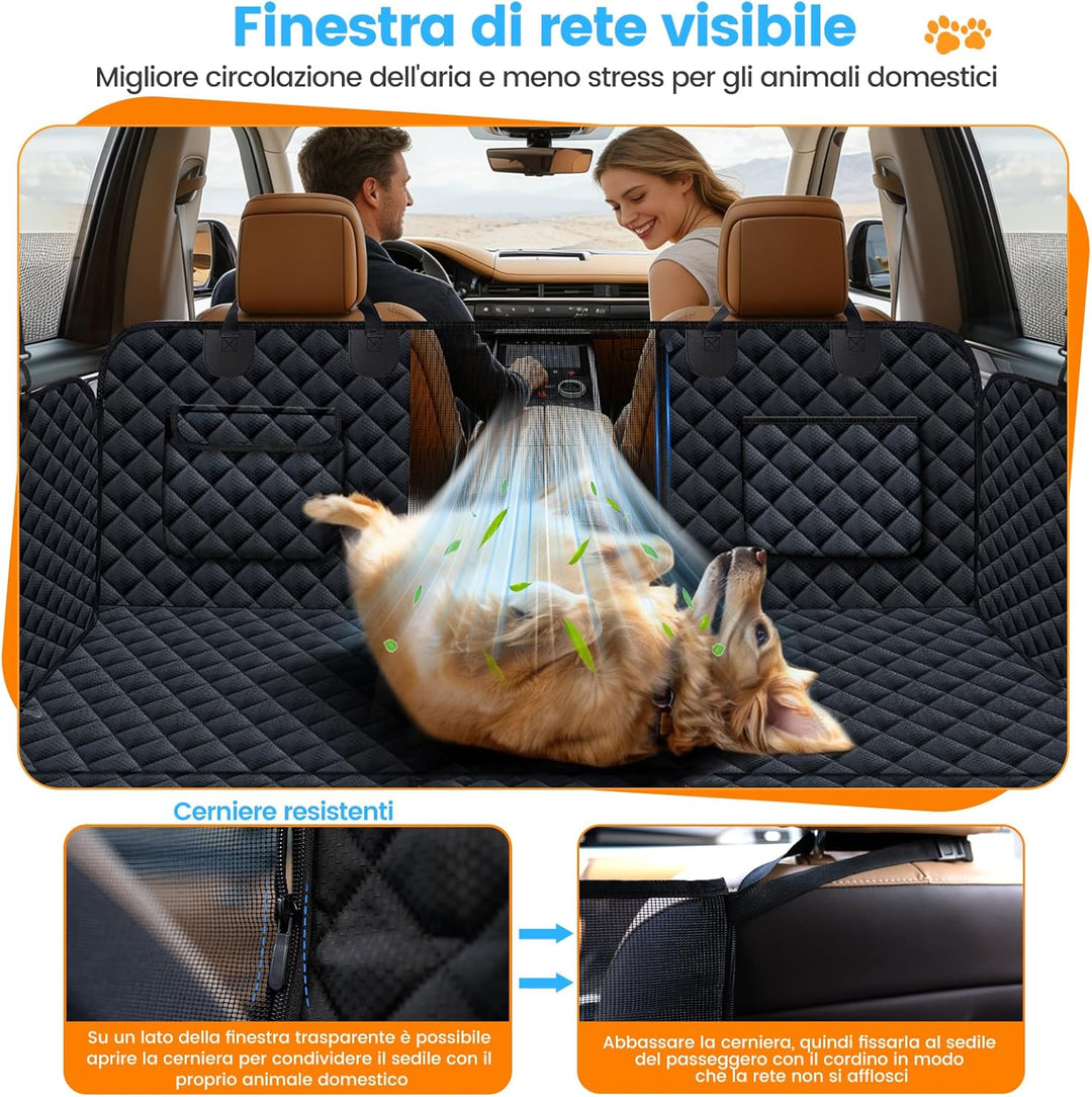 Autositzbezug für Hunde, 100% wasserdichte Hundehängematte für Auto mit Mesh-Fenster, kratzfester un