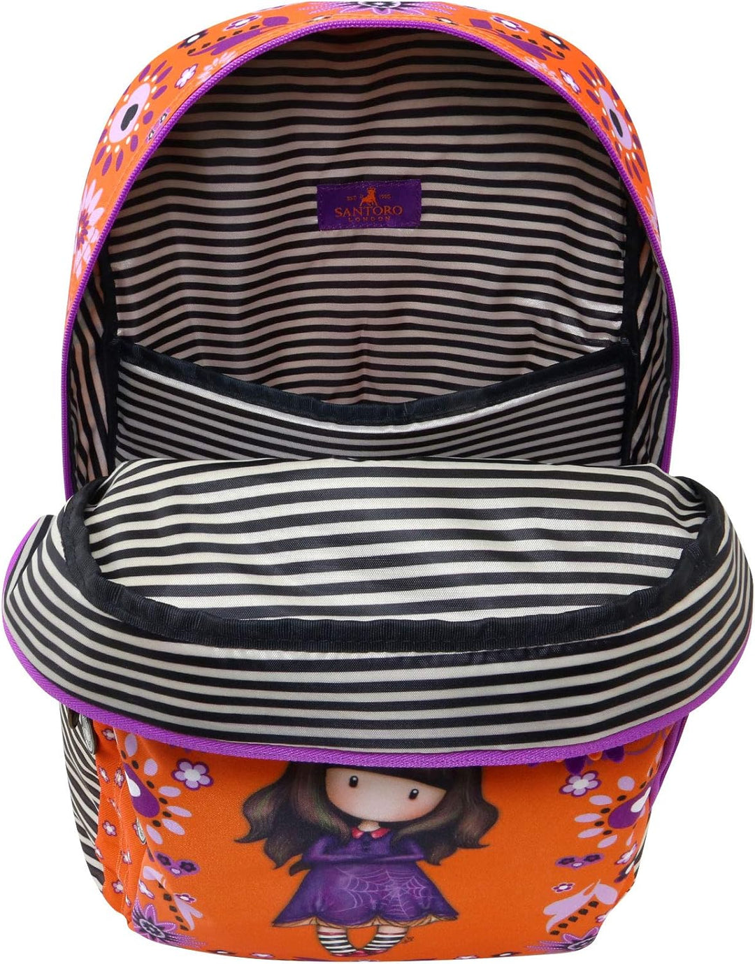 Gorjuss Fiesta Triple Pocket Backpack Rucksack - Cobwebs
