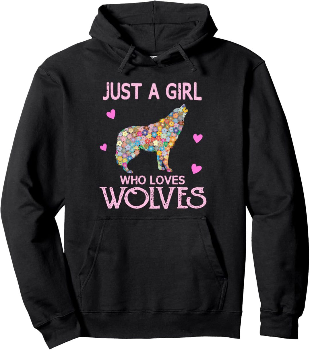 Just A Girl Who Loves Wolves Wolf Geschenk Mädchen Teenager Pullover Hoodie