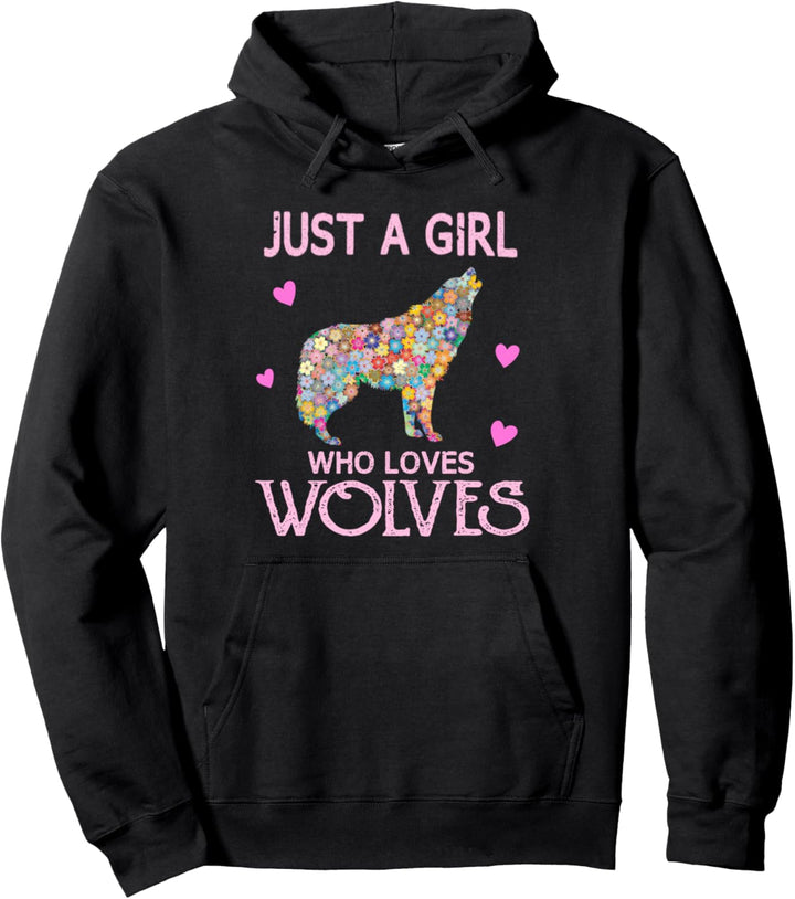 Just A Girl Who Loves Wolves Wolf Geschenk Mädchen Teenager Pullover Hoodie