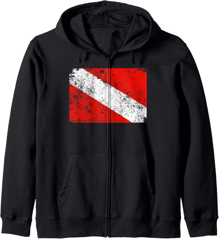Tauchflagge Vintage getragen Tauchen Kapuzenjacke