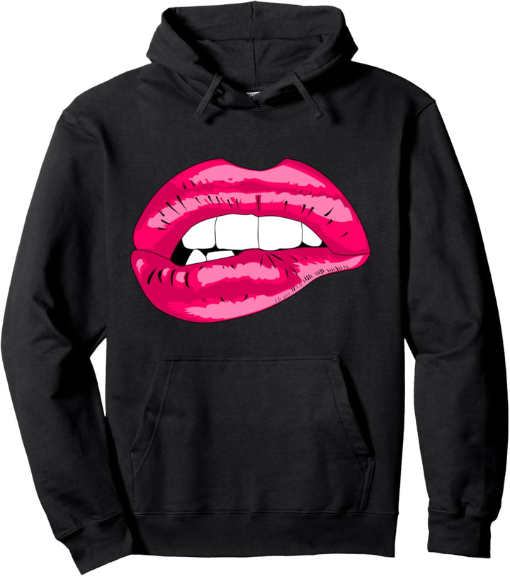 Sexy Lippen-Shirt für Damen, Lippen mit rosa Lippenstift Pullover Hoodie