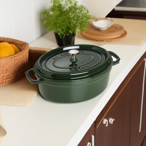 STAUB Gusseisen Bräter/Cocotte, Oval 31 cm, 5,5 L, Basilikum/Grün 31 cm