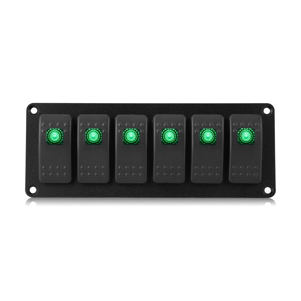 6 Gang LED Switch Panel, 12-24V 6 Gang Schalter Rocker Switch Panel Wippschalter Panel LED Switch Pa