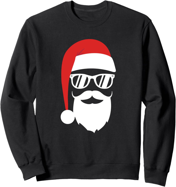 Hipster Weihnachtsmann mit Weihnachtsmütze Sonnenbrille Bart Sweatshirt