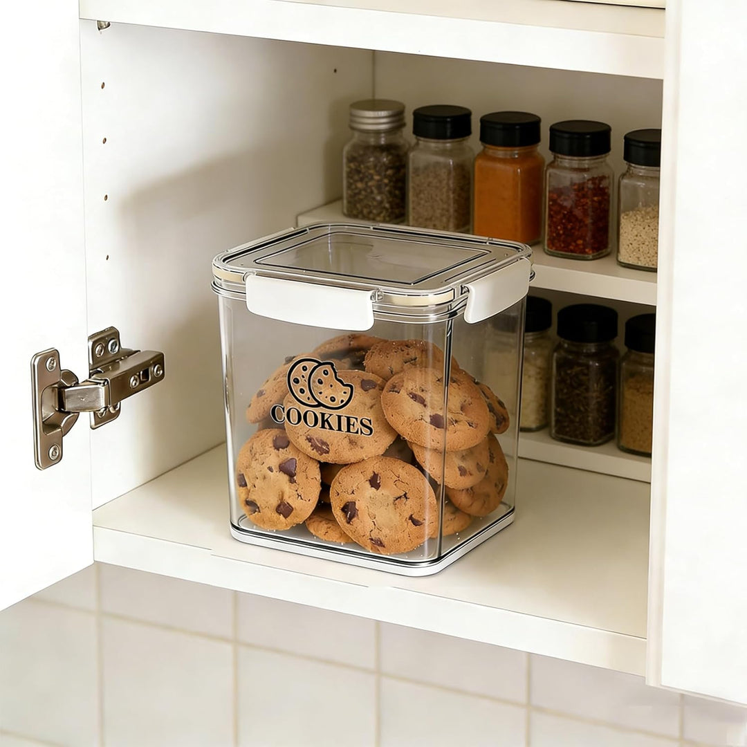 Keksdose mit Deckel – luftdichter Vorratsbehälter BPA-frei (25×18×18cm), transparente Snackdose Kuns
