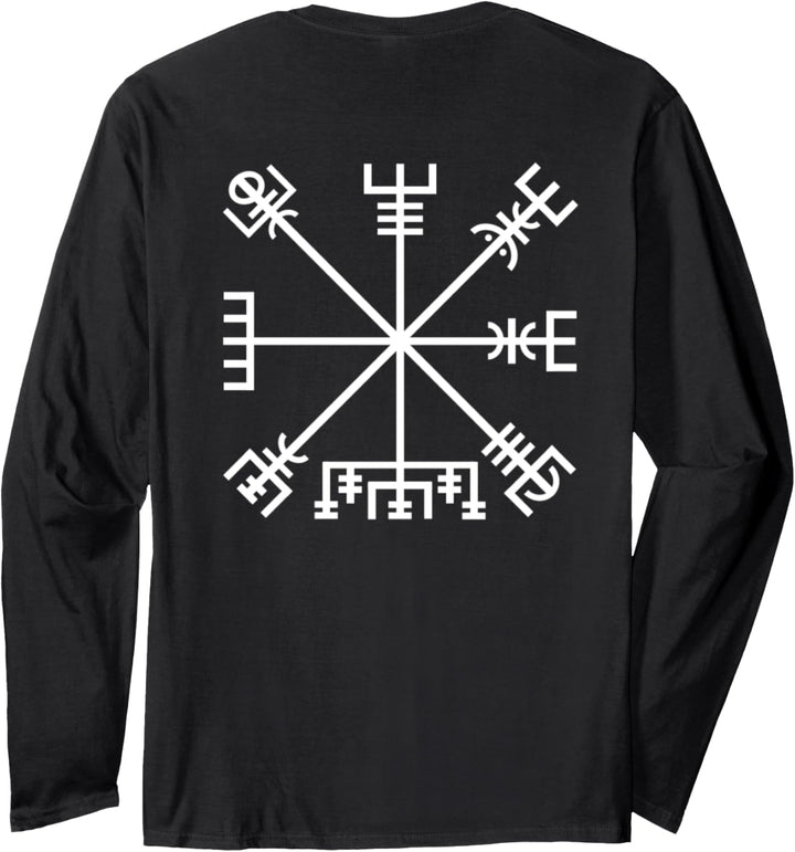 Wikingerkompass Vegvisir vorne und hinten Langarmshirt