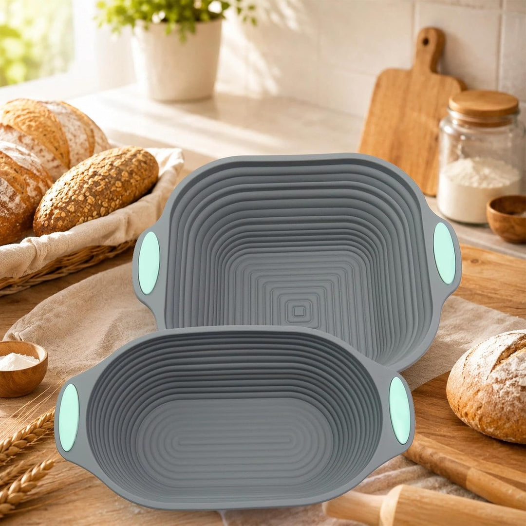 Graue Kuchenform, 26.5 cm/29.9cm Faltbare Silikon Backform Grau Quadratisch+Oval, Grau Quadratisch+O