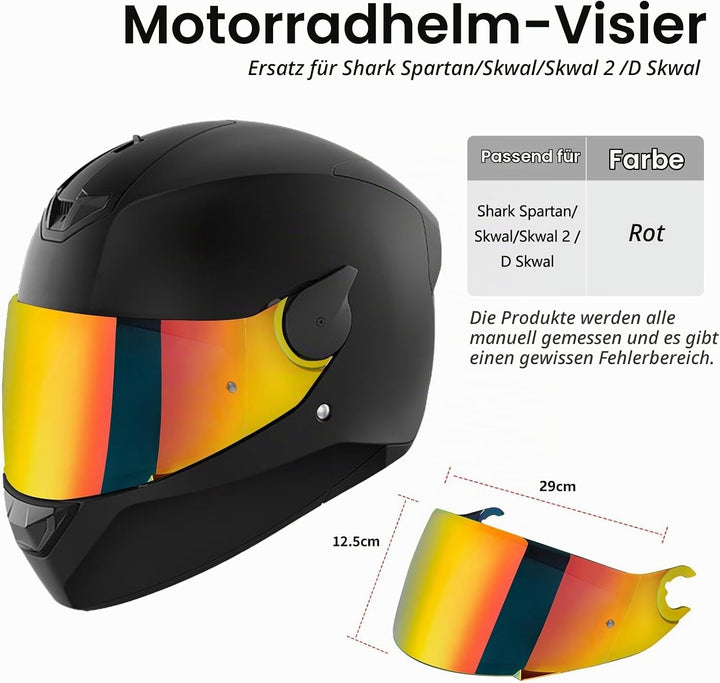 Motorradhelm Visier für Shark D Skwal D-Skwal 2 Spartan Carbon,Helmvisier Motorrad Windschutz Helm O