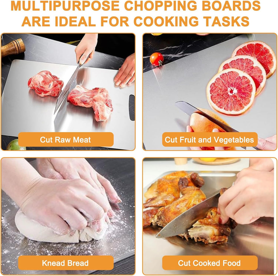 Cutting Board aus 304 Edelstahl, Doppelseitiges, BPA-freies Schneidebrett, Ideal für Fleisch, Brot,