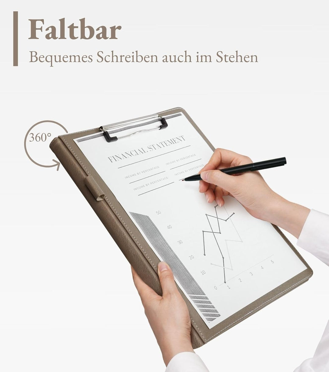 Mymazn Klemmbrett A4 mit Deckel, Mappe A4 Schreibmappe Klemmbrettmappe, PU-Leder Konferenzmappe A4 m