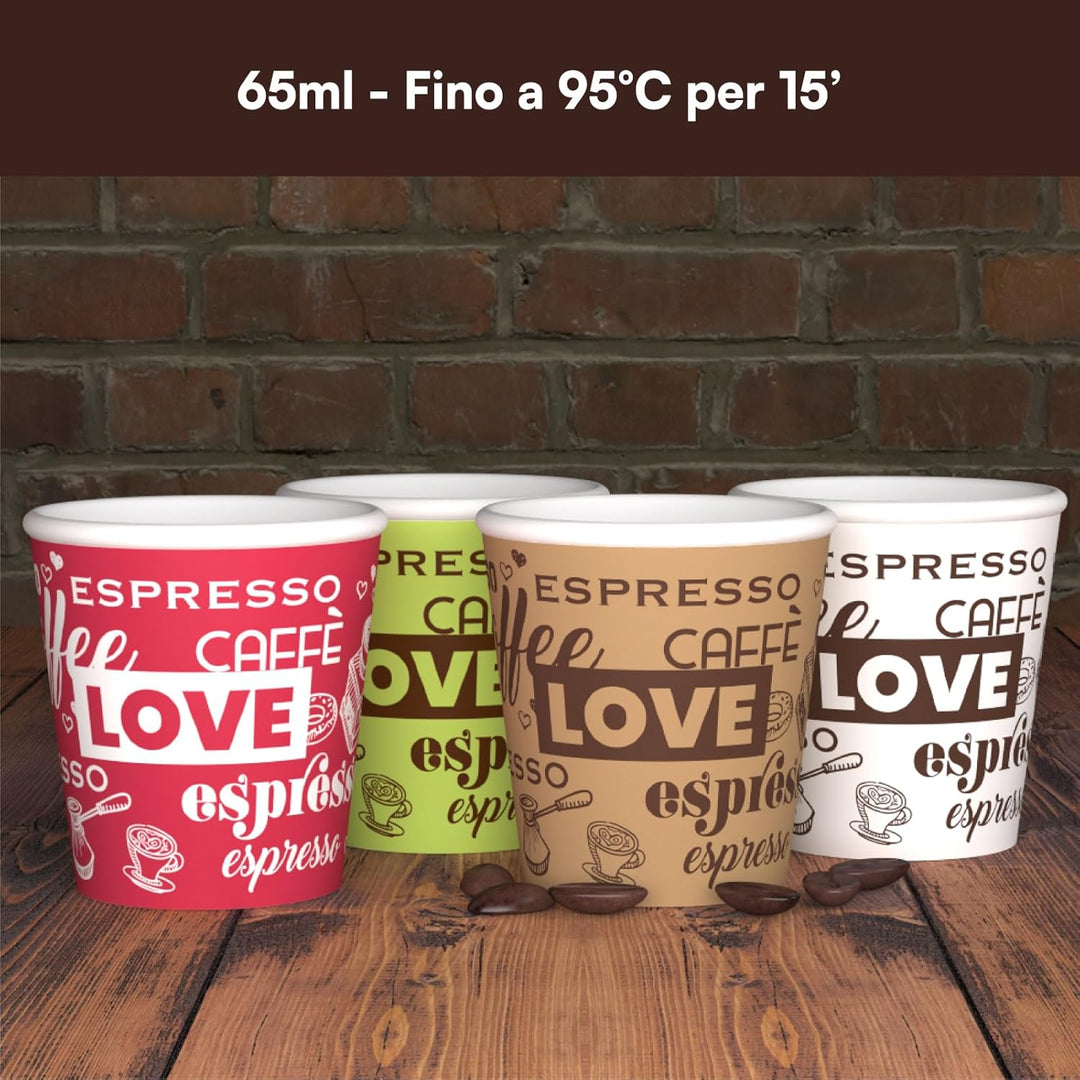 LoveCUP 1000 Stück Kaffeebecher aus Papier, 65 ml, umweltfreundlich, biologisch abbaubar, Einwegbech